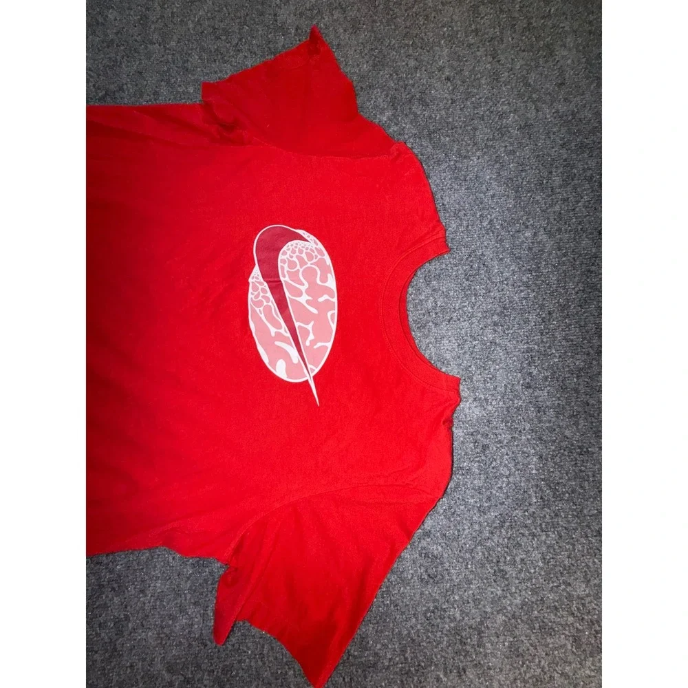 Nike Mens Graphic Tee Red Pink Abstract Swoosh Logo T-Shirt XL
